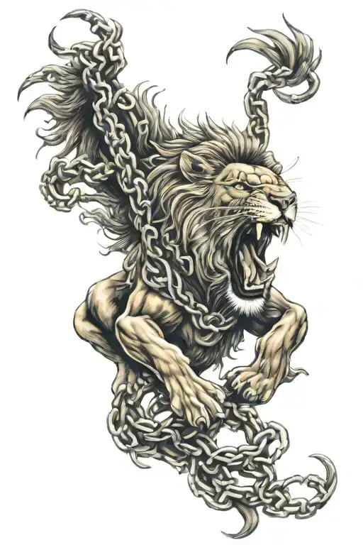 Roaring Half Woriror Half Lion Brakes Chains