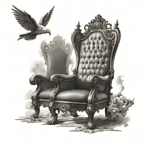 Empty Three Throne Chairs With Heavenly Background