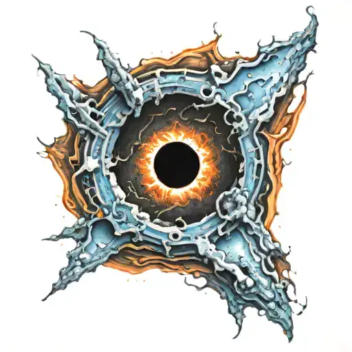 A Black Hole From Space With A Blue And Orange Color Scheme