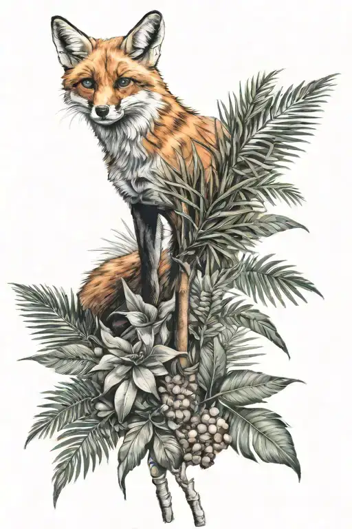 Fox And Leafs Palm Tree