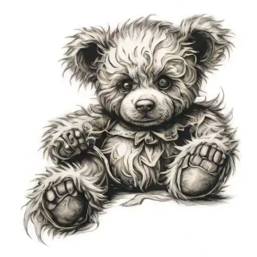 Ragged Teddy Bear Sitting