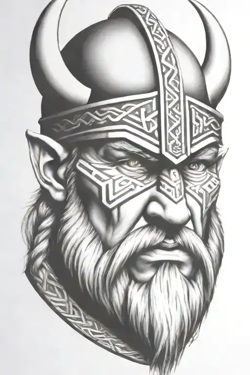 Viking Face Tilted To Left Side