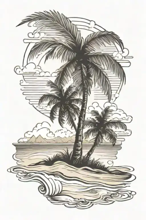 Beach Scene With Palm