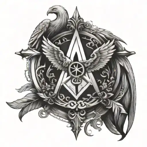 Square And Compass And Phoenix Above It