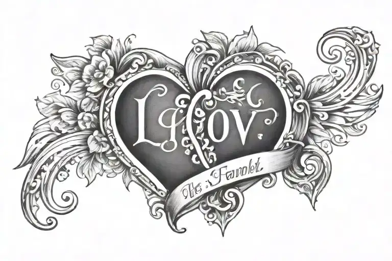 Heart With Initials S J M And The Word 'Love' And 'Family'