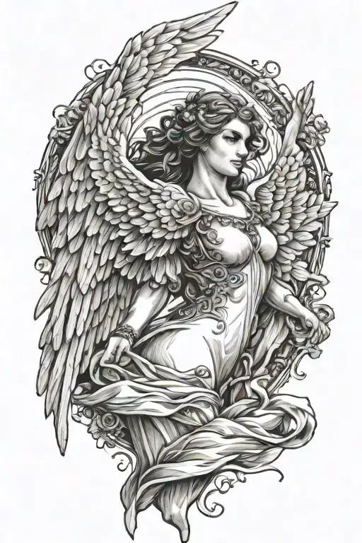 Female Guardian Angel Wings Flying