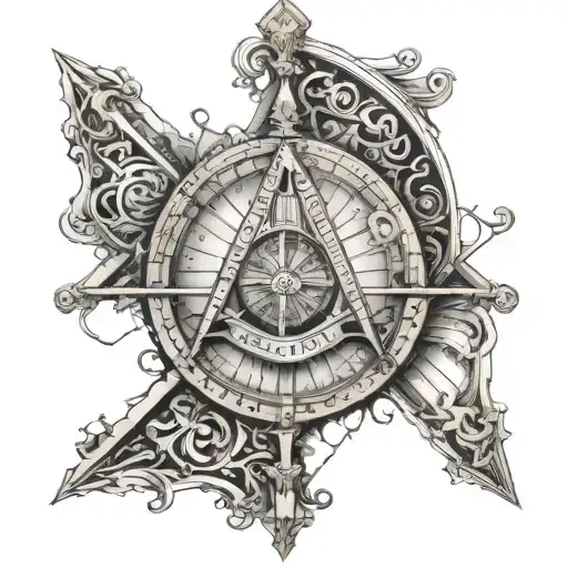 Square And Compass Inside The Golden Ratio