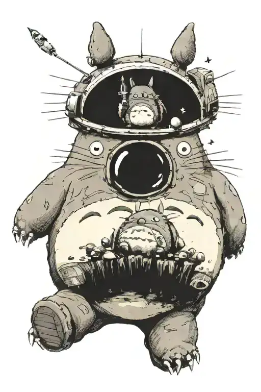 Totoro In Space Pressing A Detonator To Blow Up Earth