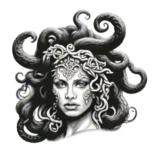 A Woman As A Medusa Face