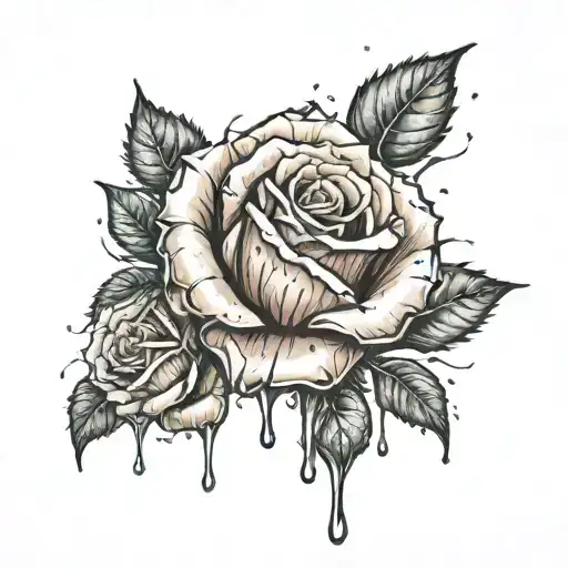 Torn Roses Dripping With Water Bringing Color Scheme