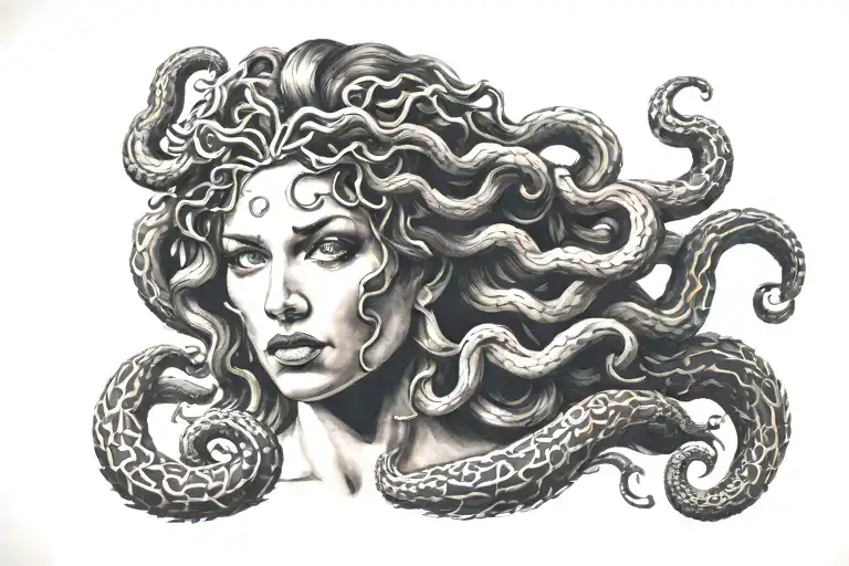 A Woman As A Medusa Face