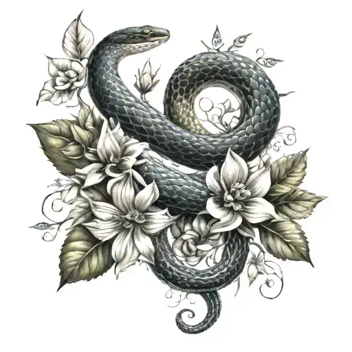 Snake And Flowers