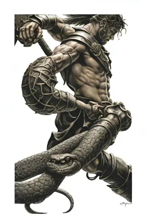 Gladiator And Snake Fight Scene