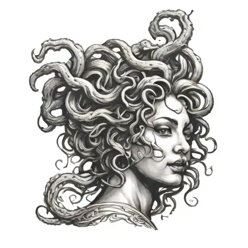 A Woman As A Medusa Face