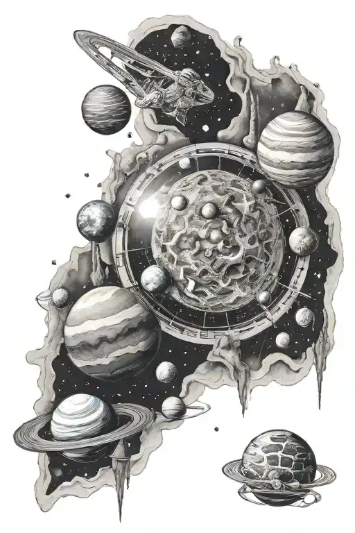 Detailed Planets In Space Surrounded