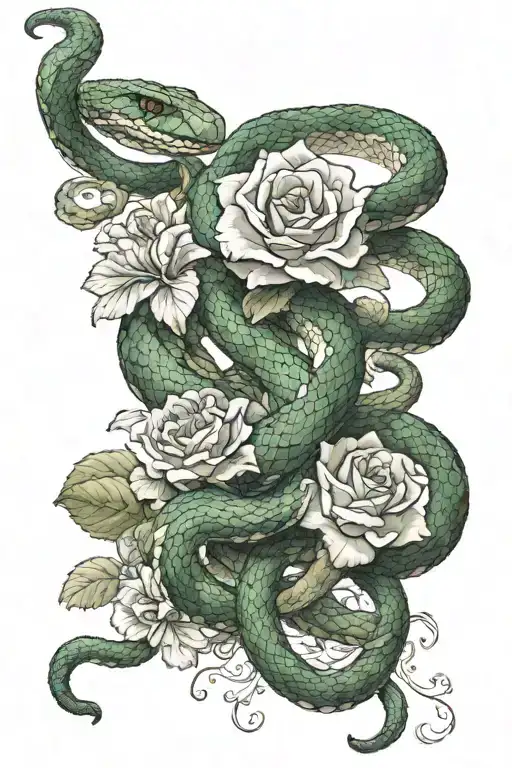 Hydrenga And Snake Wrapped