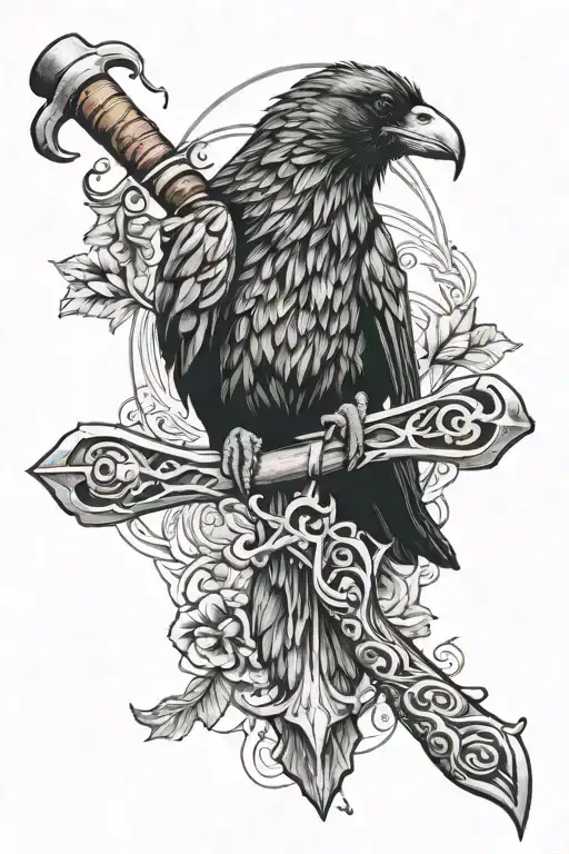 Nordic Raven And Axe Forearm Sleeve