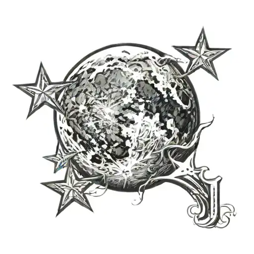 Full Moon With One Star And Letter J Hanging
