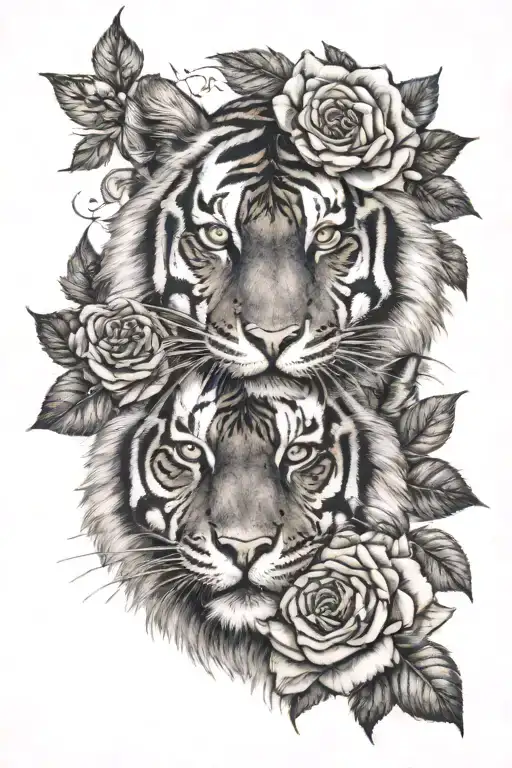 Tiger Eyes And Roses Intertwined