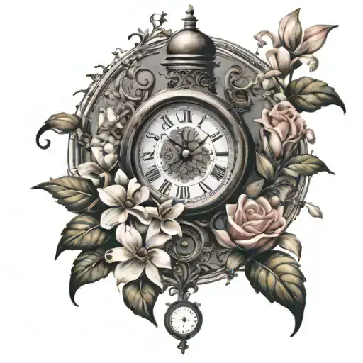 Clock Tower Surrounded By Flowers