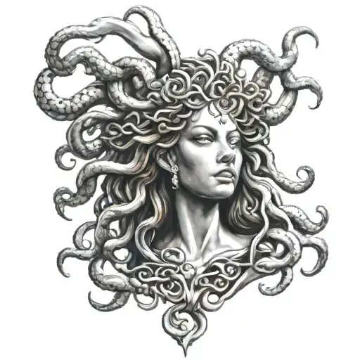 Medusa With Colored Eyes Like Fire