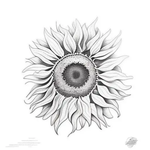 A Realistic Sunflower Tattoo With Intricate Details And Shading