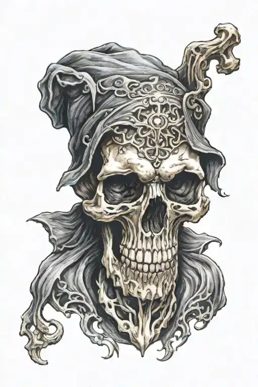 Cloaked Skull Holding A Heart