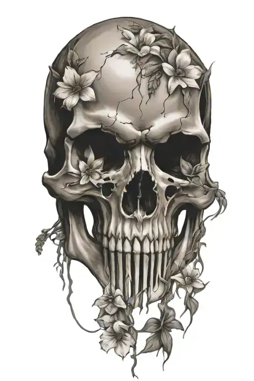 Punisher Skull And Wild Flowers