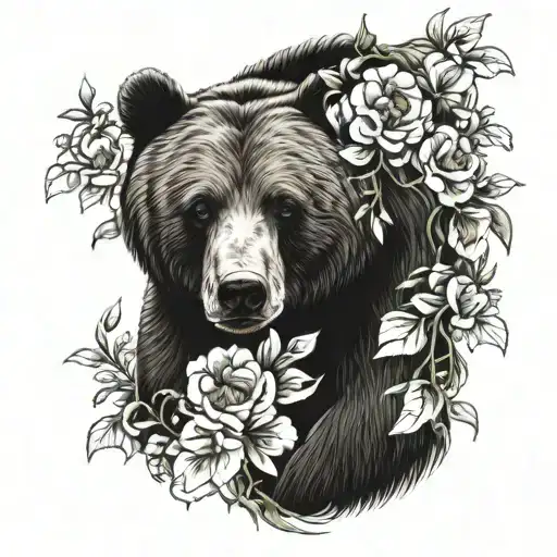 Bear With Flowers Intertwined