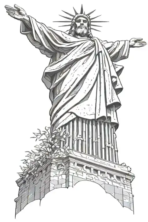 Christ The Redeemer Statue Full Body In Black And Gray