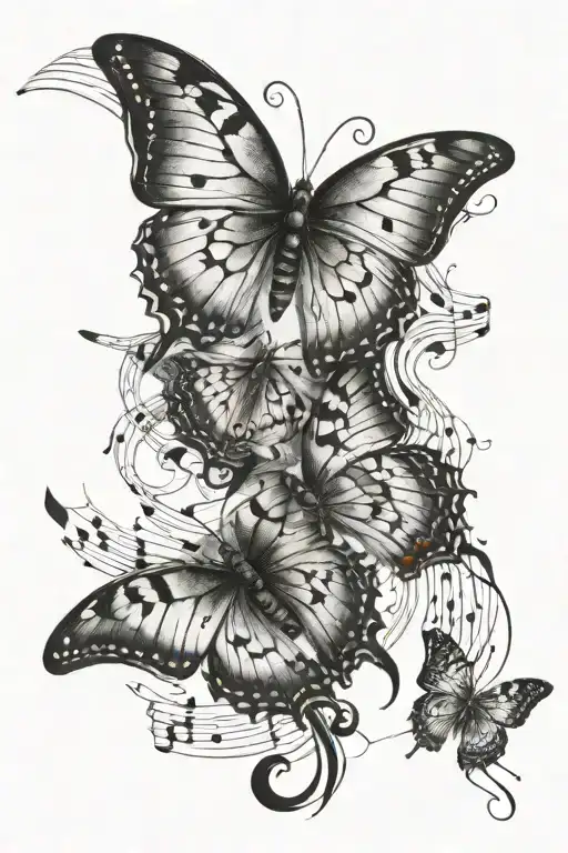 Music Notes Amd Butterfies