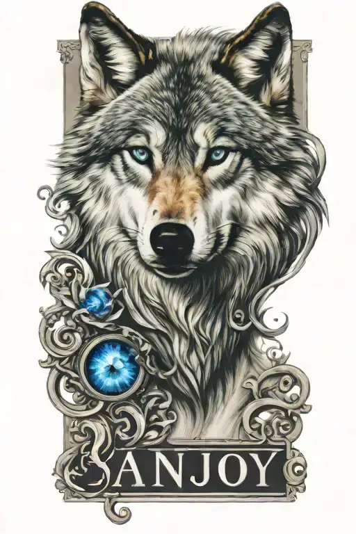 Wolf Blue Eyes With Letter Sanjoy