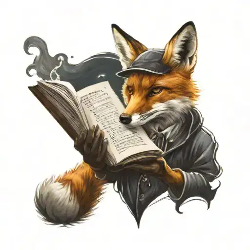 Fox In Anime Style Casting A Spell From A Magic Book