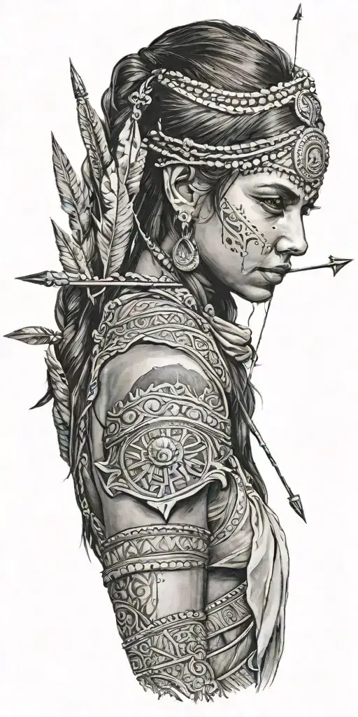Indian Woman With Bow & Arrow