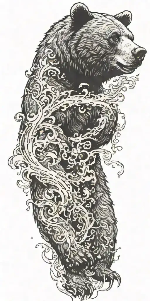 Bear Amidst Swirling Smoke