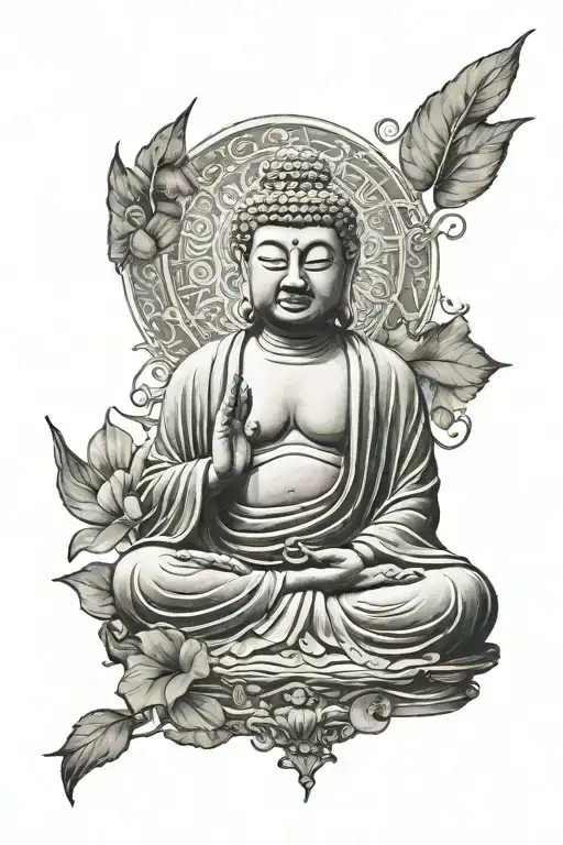 Buddah Sitting By Water
