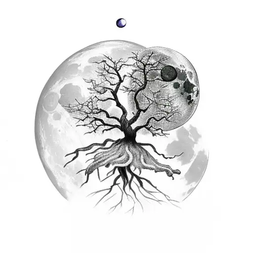 Tree Of Life In A Cresecent Moon