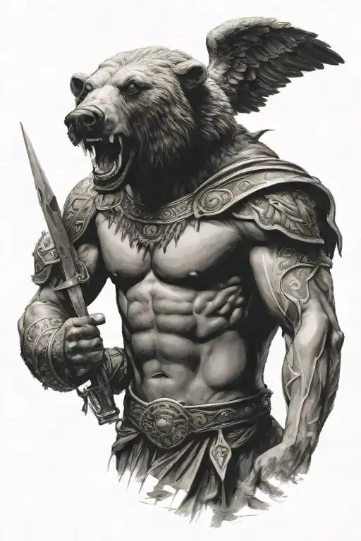 A Greek Warrior Holding A Bears Head