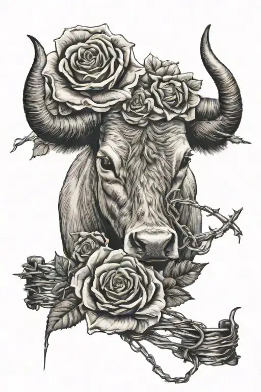 Western Girly Roses Longhorn Barbed Wire