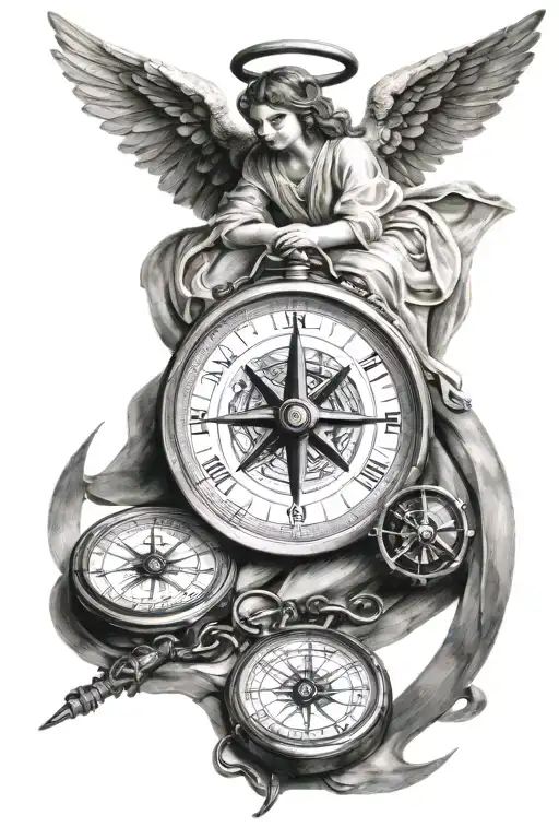 Angel And Compass Intertwined
