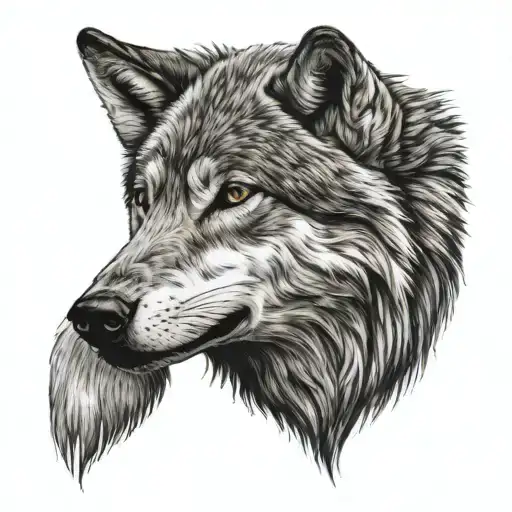 Wolf Head Facing Foward In The Neck