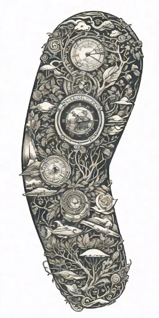 Lost Tv Show Integrated With A Tattoo Of Nature Inspired