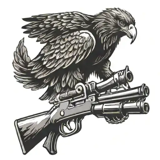A Silhouette Of A Soldier Holding A Rifle With An Eagle Perched On Their Shoulder