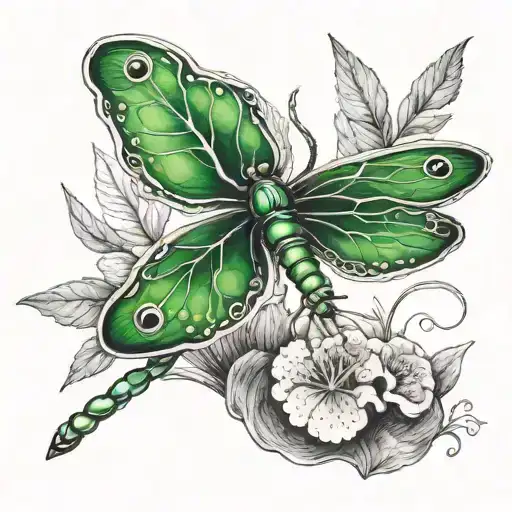 4 Leaf Clover With Dragonfly Perched