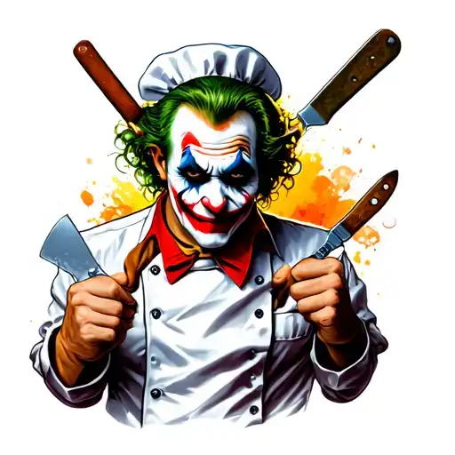 Joker Wear Chef Shirt And Having Knife