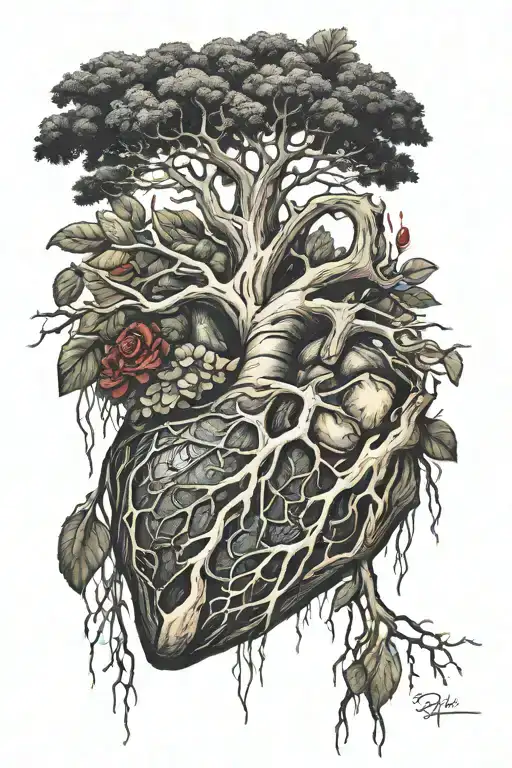 Broken Heart Blood As Water For Roots Into Growth Of Tree
