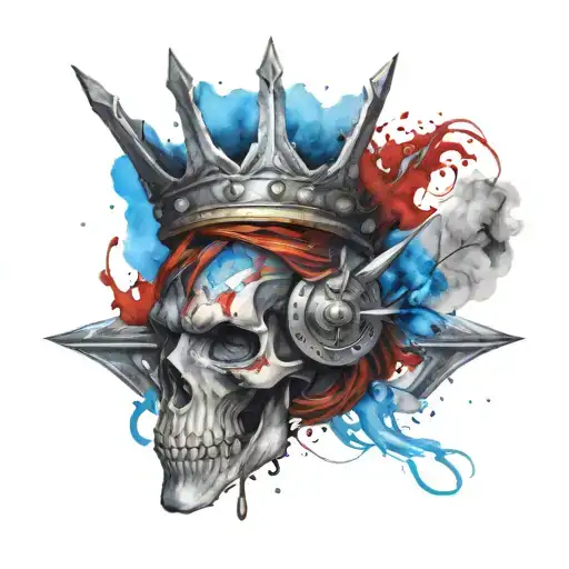 Armband With A Crown And Arrows With Water Colors Of Blue Black Red