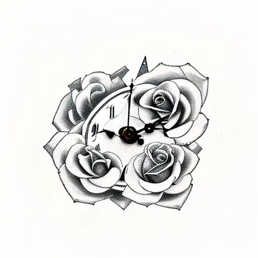 Old Steampunk Clock With Rose On The Bottom