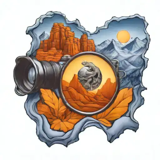 Perspective Change Through A Camera Lens While Hiking Mountains To New Viewpoint Of Rising Phoenix