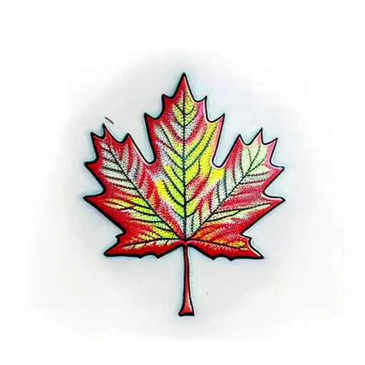 Canada Flag Maple Leaf In Orange And Red Autumn Colours